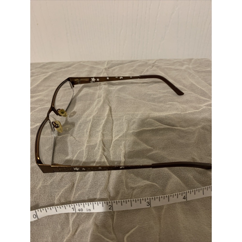chelsea morgan eyeglasses Frames Woman's Metal Brown Flower Cut Backs EUC - Picture 10 of 12